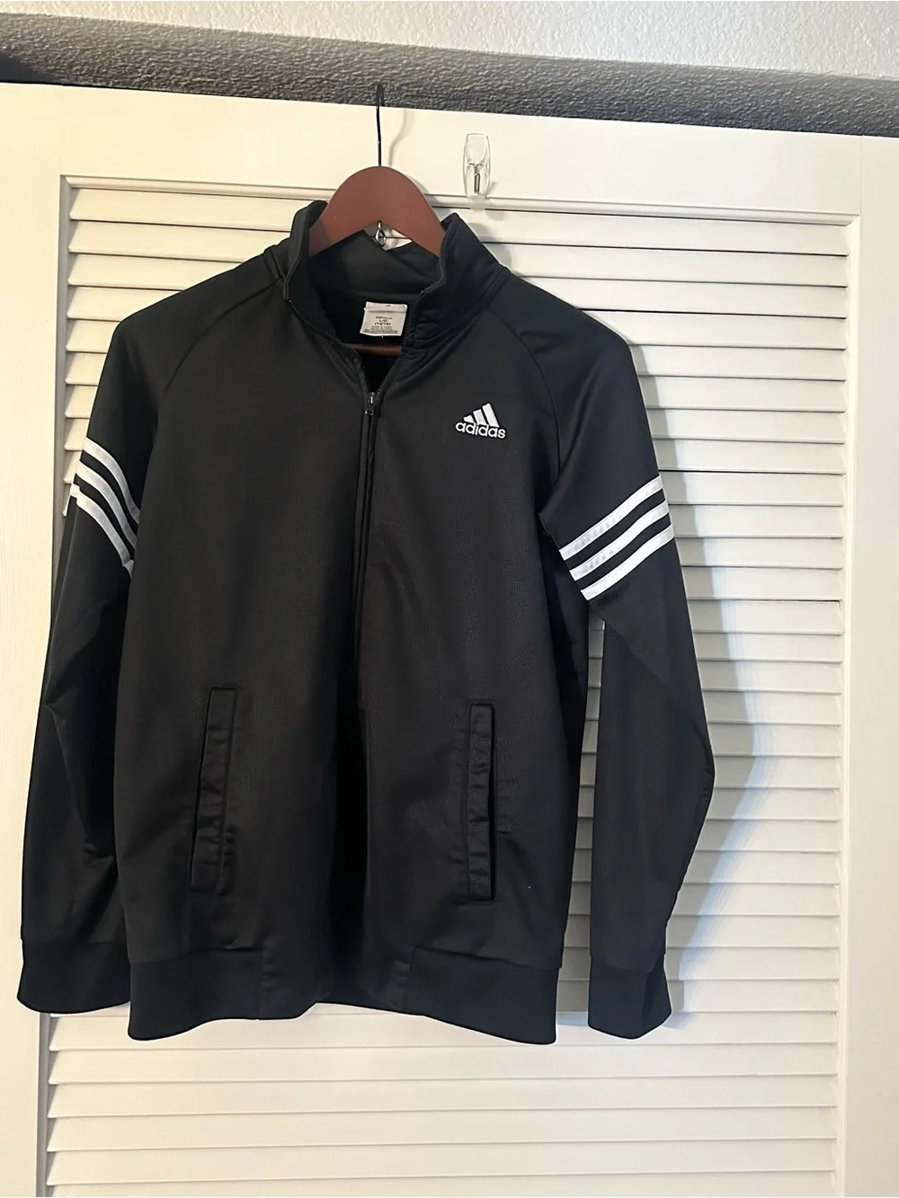 Adidas Youth Black Track Jacket with White Stripes